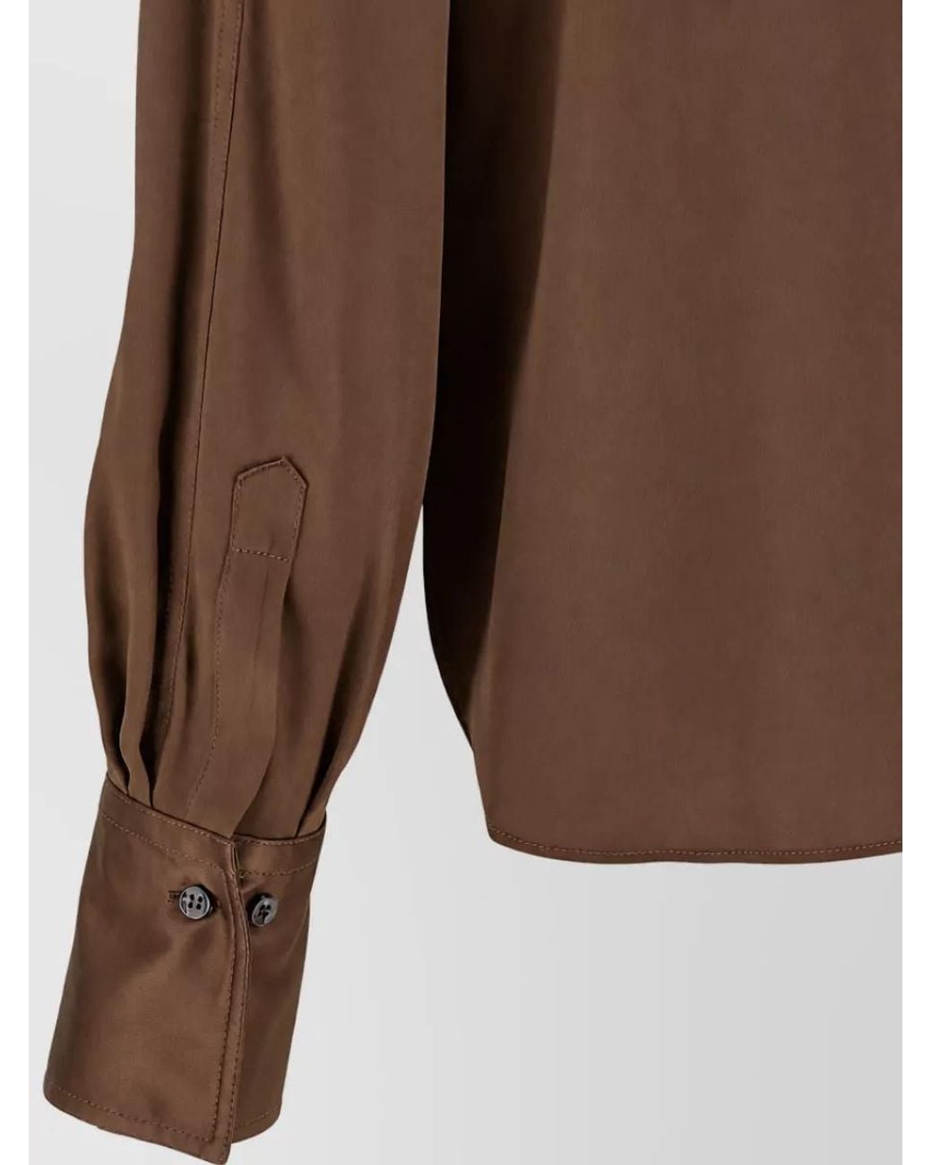 Brunello Cucinelli Brown Silk Long-Sleeve Shirt