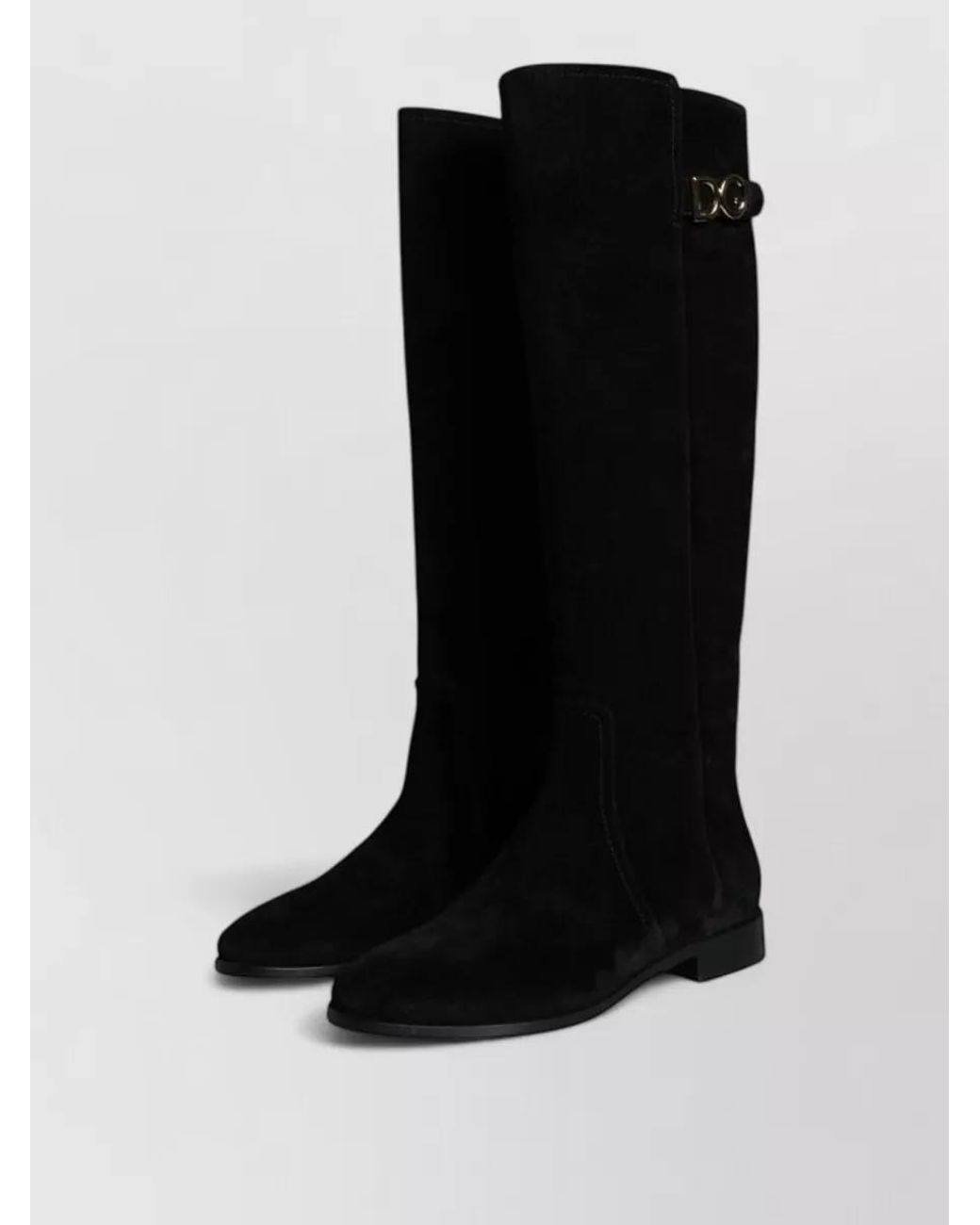 Dolce & Gabbana Black Suede Leather Knee-High Boots
