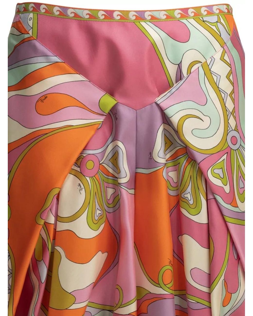 Emilio Pucci Red Silk A-Line Skirt