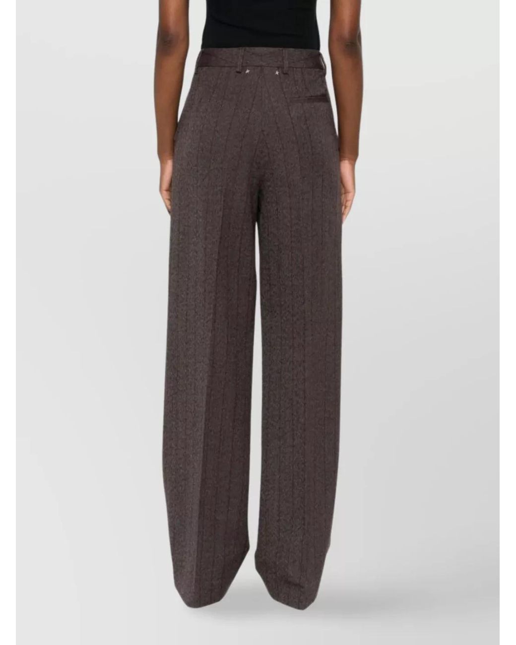 Golden Goose Deluxe Brand Gray Virgin Wool High-Rise Pinstripe Wide-Leg Trousers