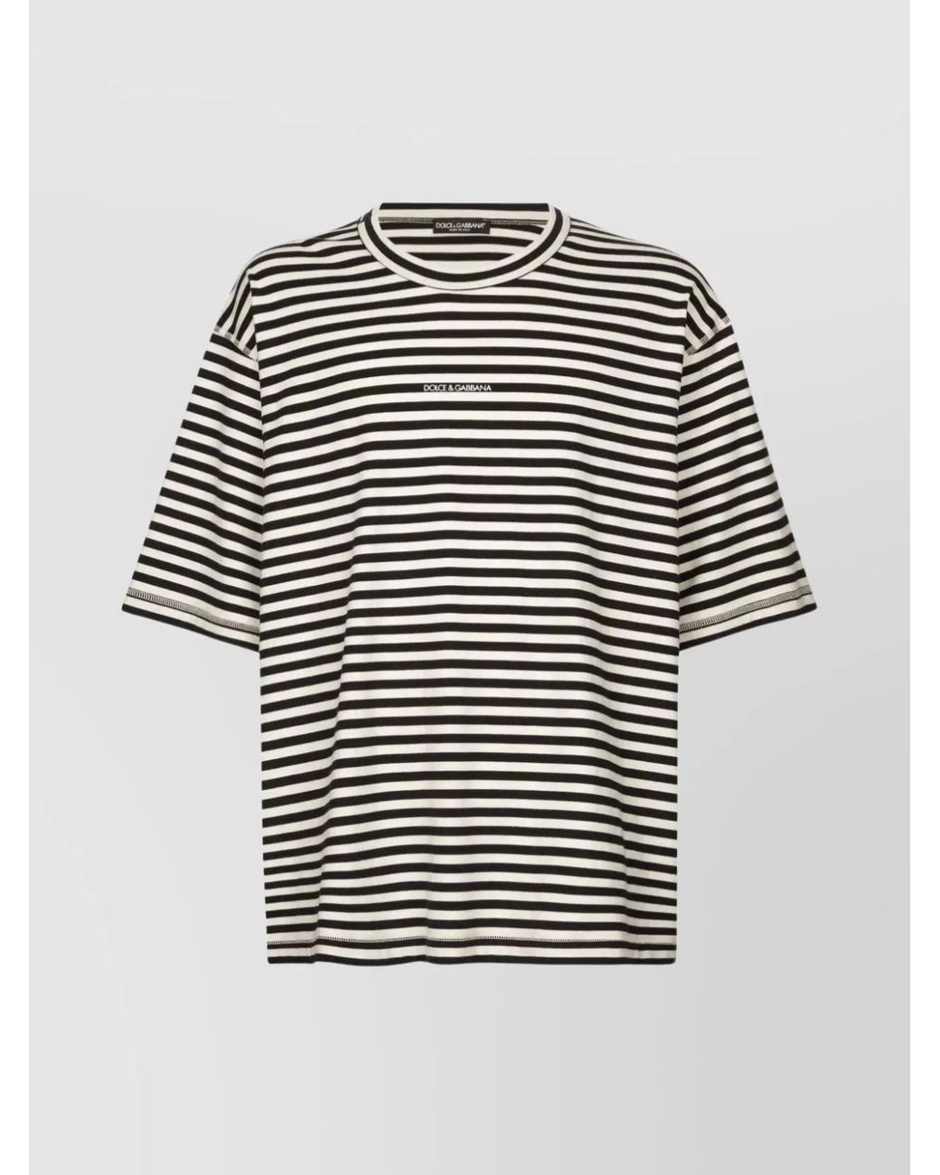 Dolce & Gabbana Gray Striped Cotton Oversized T-Shirt for men