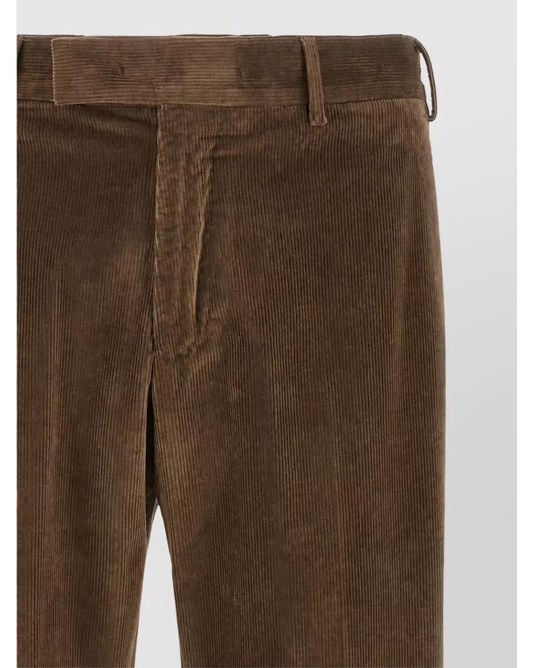 PT Torino Brown Corduroy Tapered-Leg Pants for men