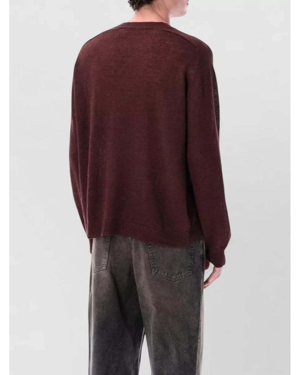Our Legacy Purple Linen V-Neck Jumper for men