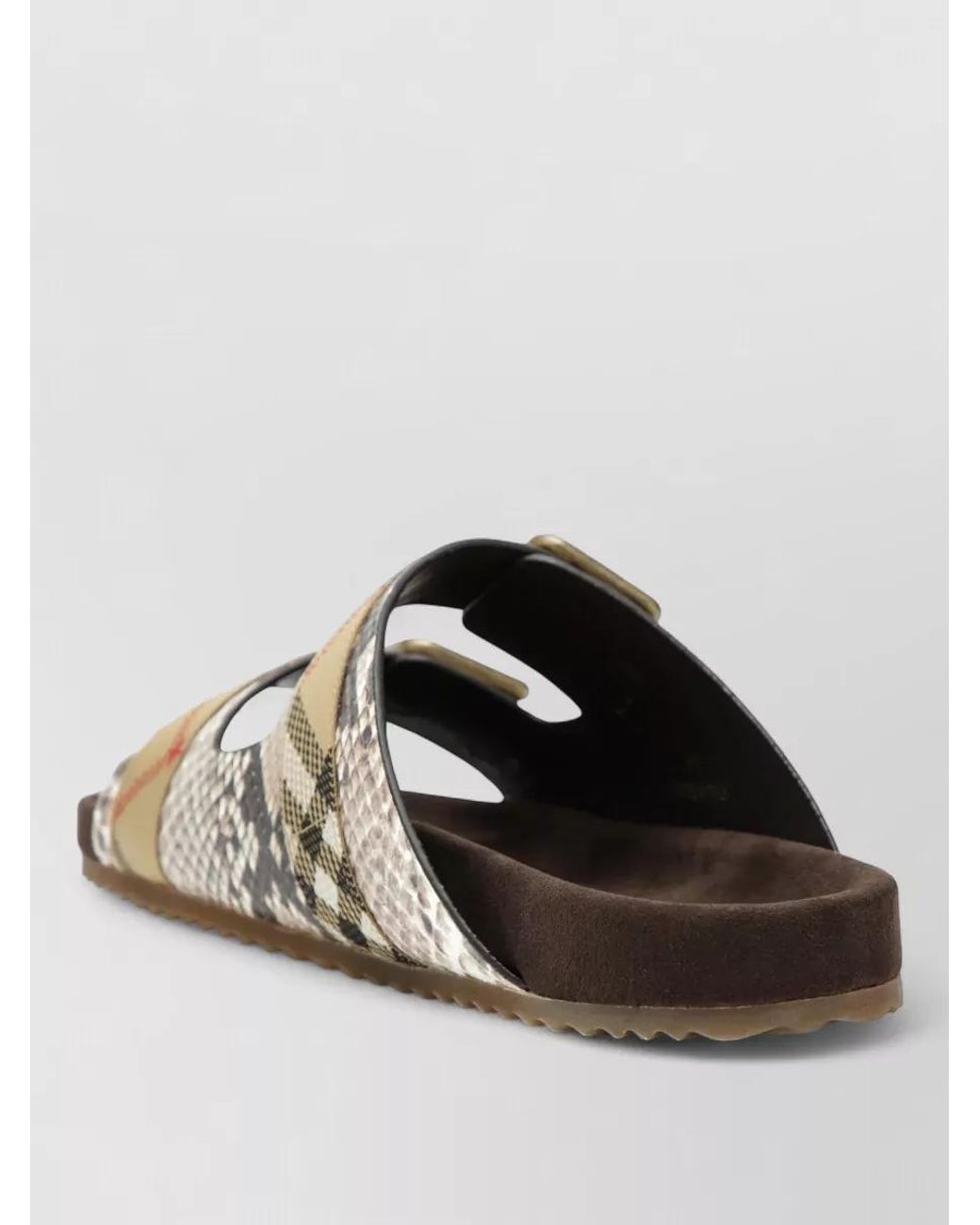 Burberry White Leather Python Print Slides