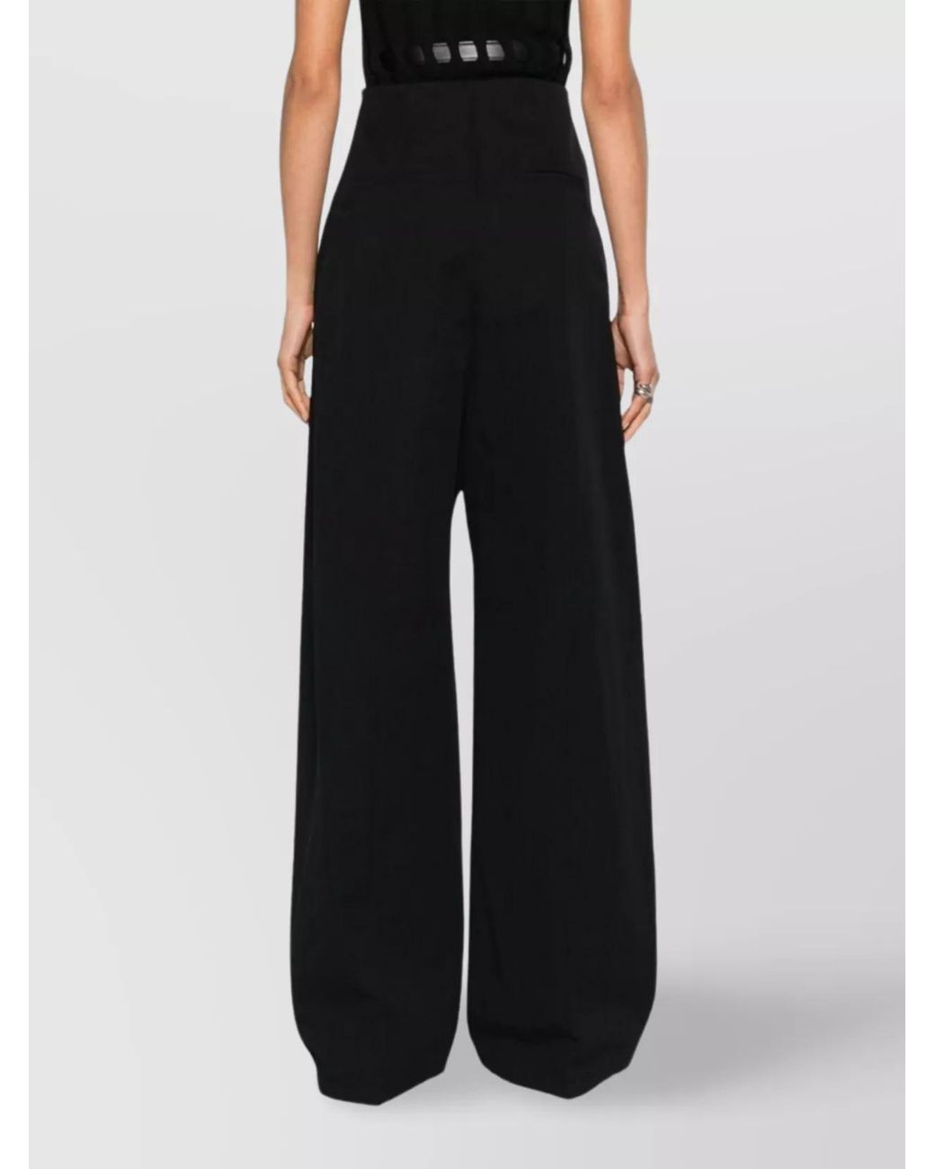 Sportmax Black Linen Blend High-Rise Wide-Leg Trousers