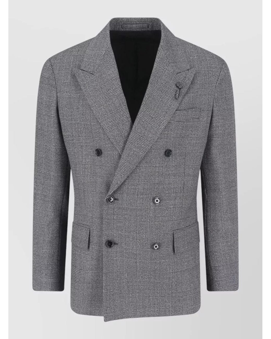 Lardini Gray Merino Wool Double-Breasted Blazer for men