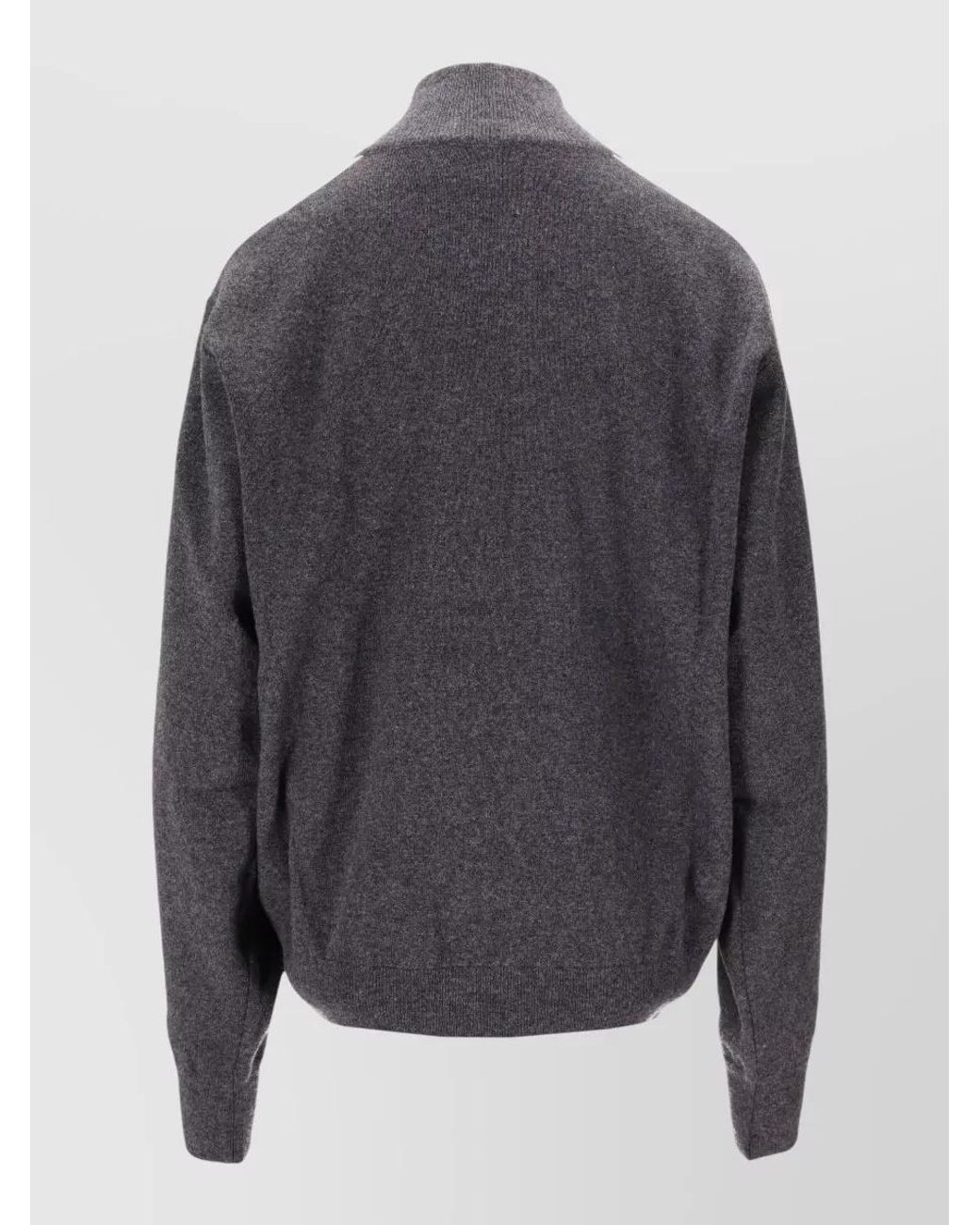 Palm Angels Gray Cashmere Wool Logo-Intarsia Zip-Up Track Jacket