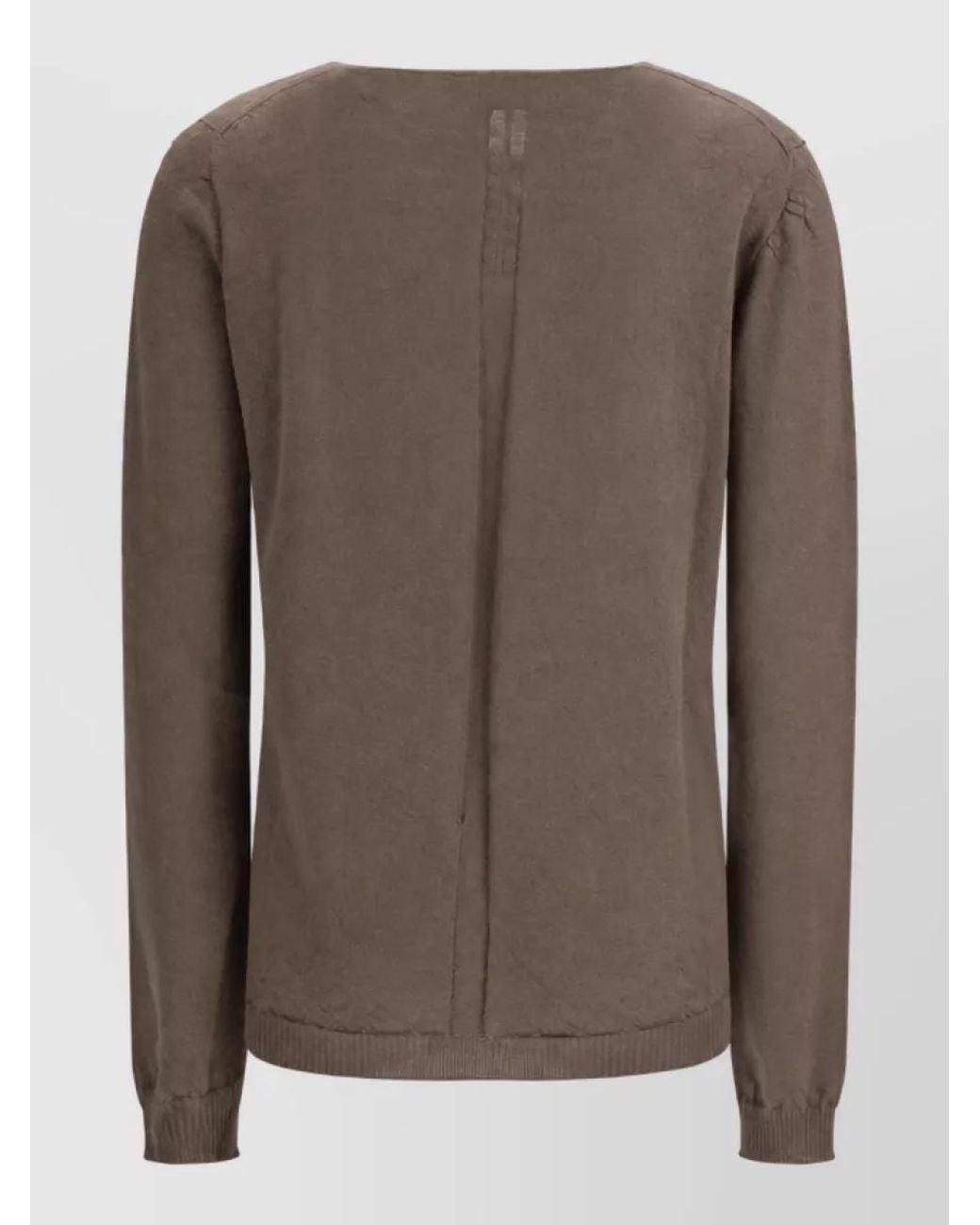 Rick Owens Brown Wool Fine-Knit V-Neck Long-Sleeve Sweater