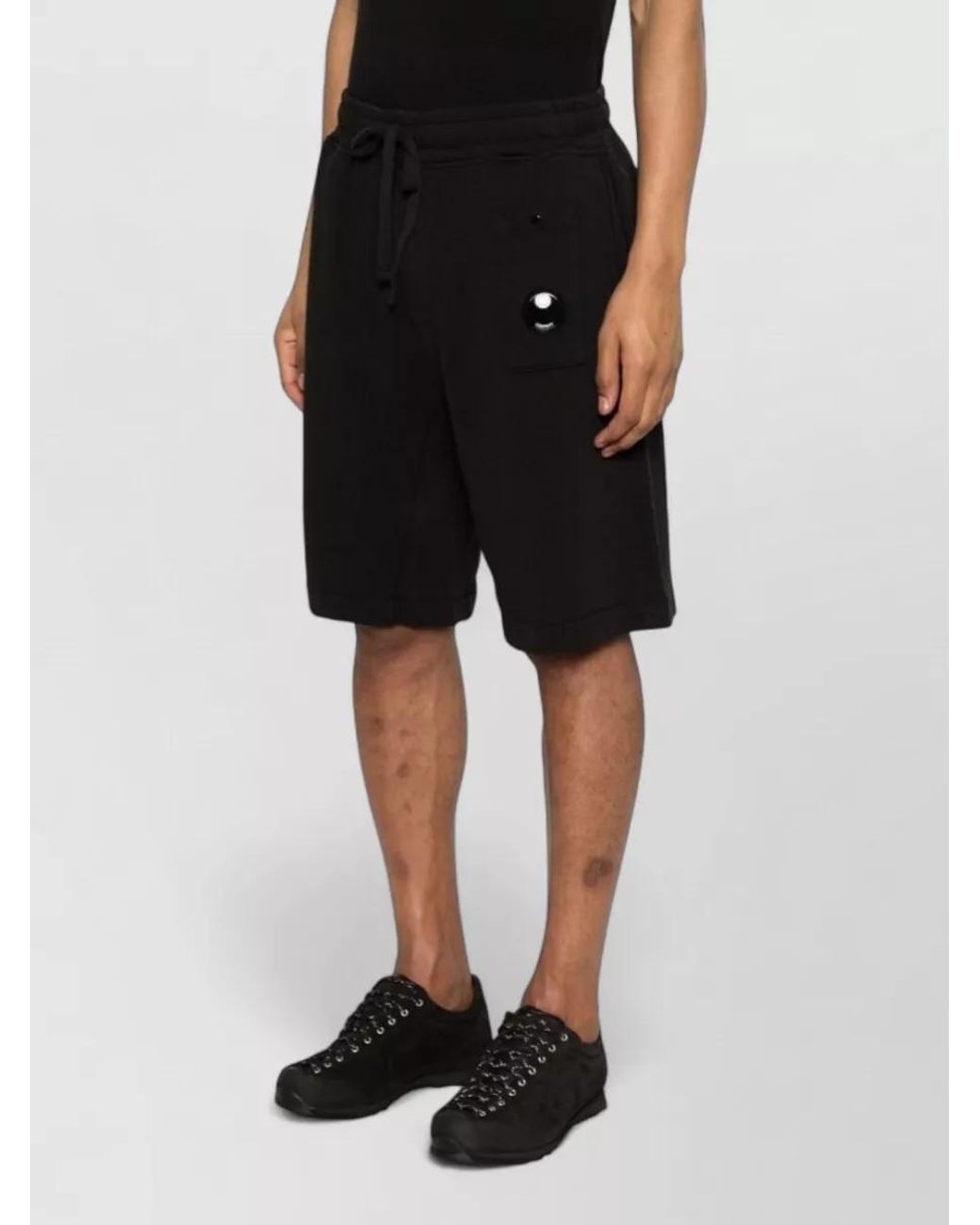 C P Company Black Cotton Cargo Shorts for men