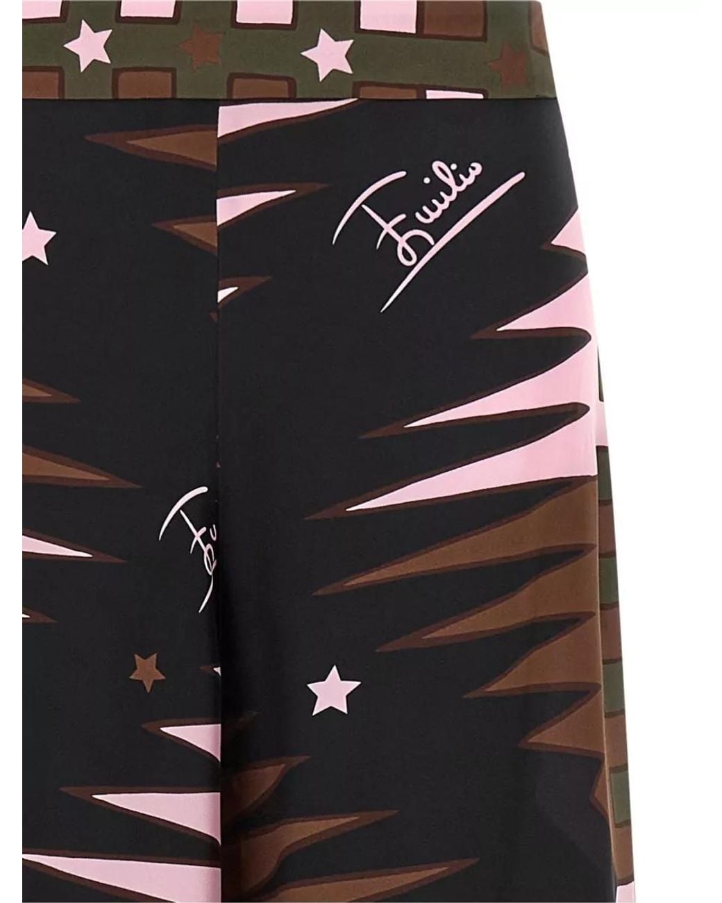Emilio Pucci Black Silk Printed High-Rise Wide-Leg Trousers