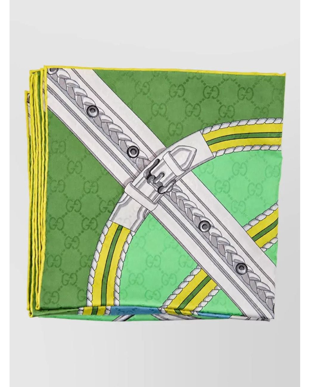 Gucci Green Silk Printed Scarf