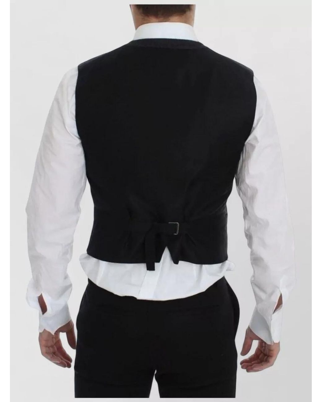 Dolce & Gabbana Blue Wool Blend V-Neck Waistcoat for men