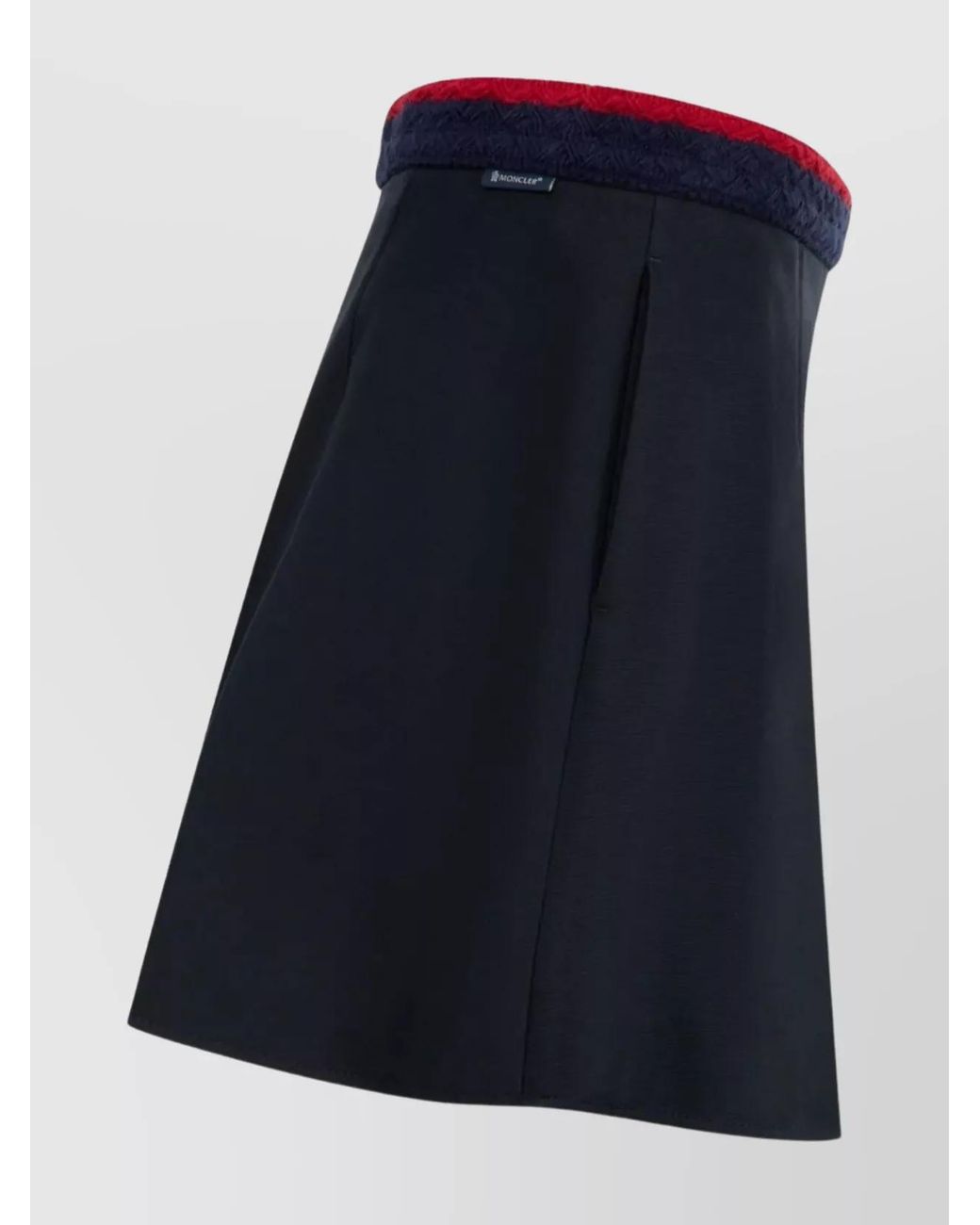 Moncler Blue Box-Pleat A-Line Skirt