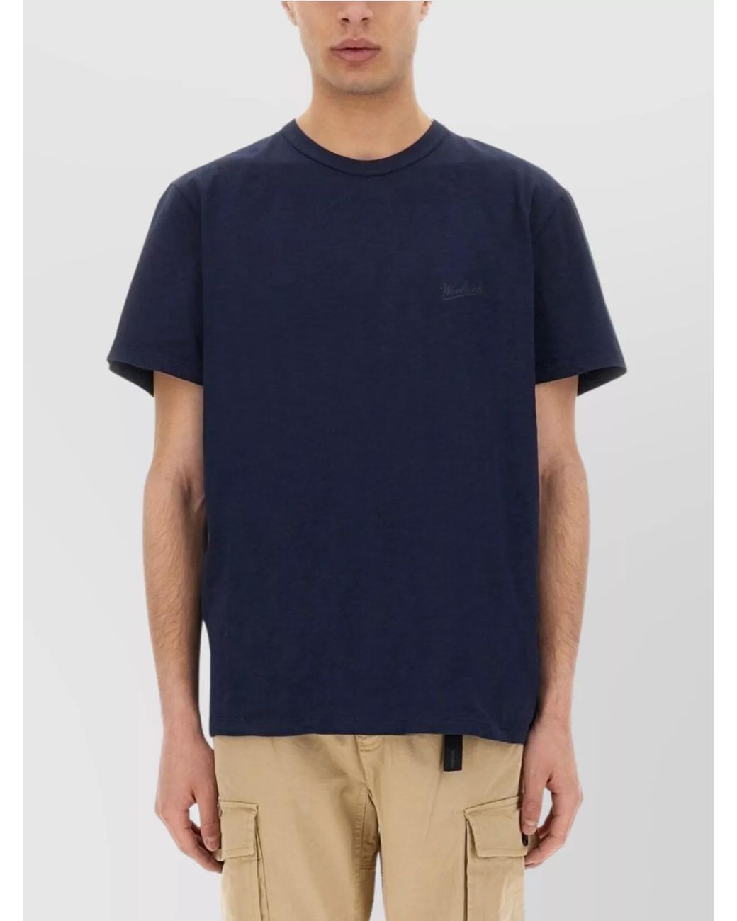 Woolrich Blue Cotton T-Shirt for men