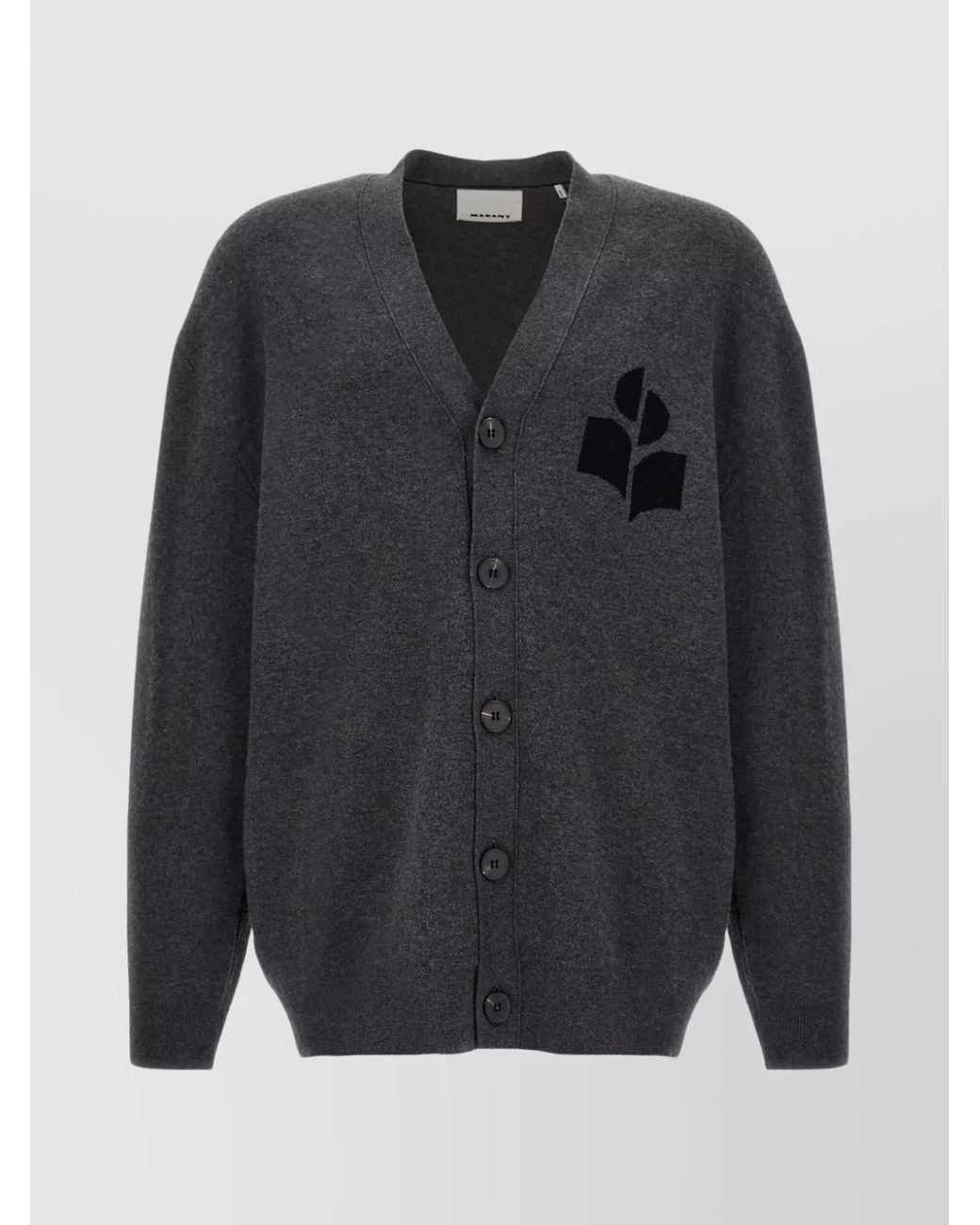 Isabel Marant Gray V-Neck Cardigan Soft Texture Front Pockets for men