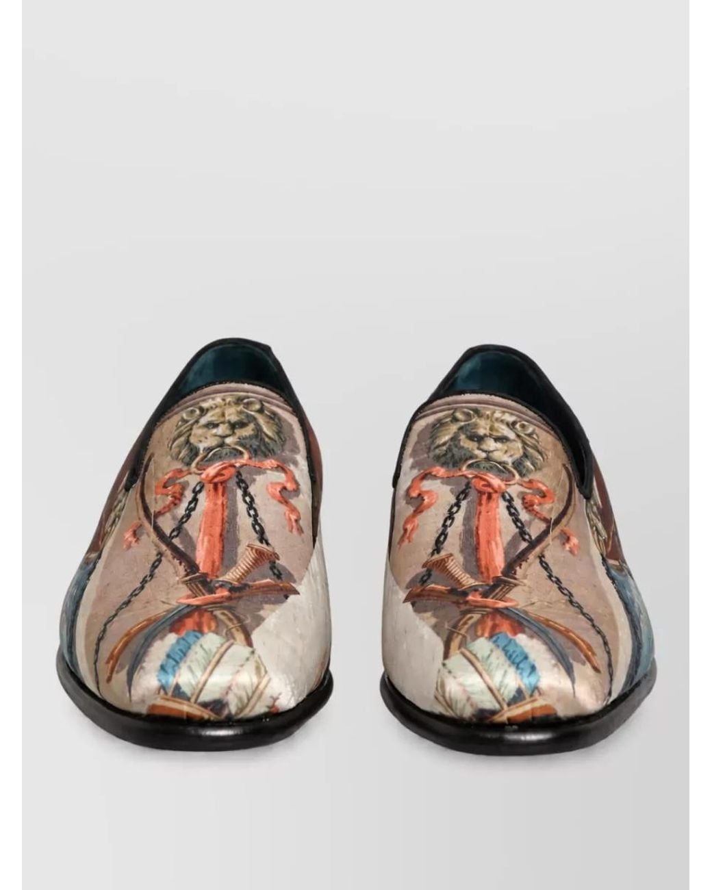 Dolce & Gabbana Multicolor Leather Lion Print Monk Shoes for men