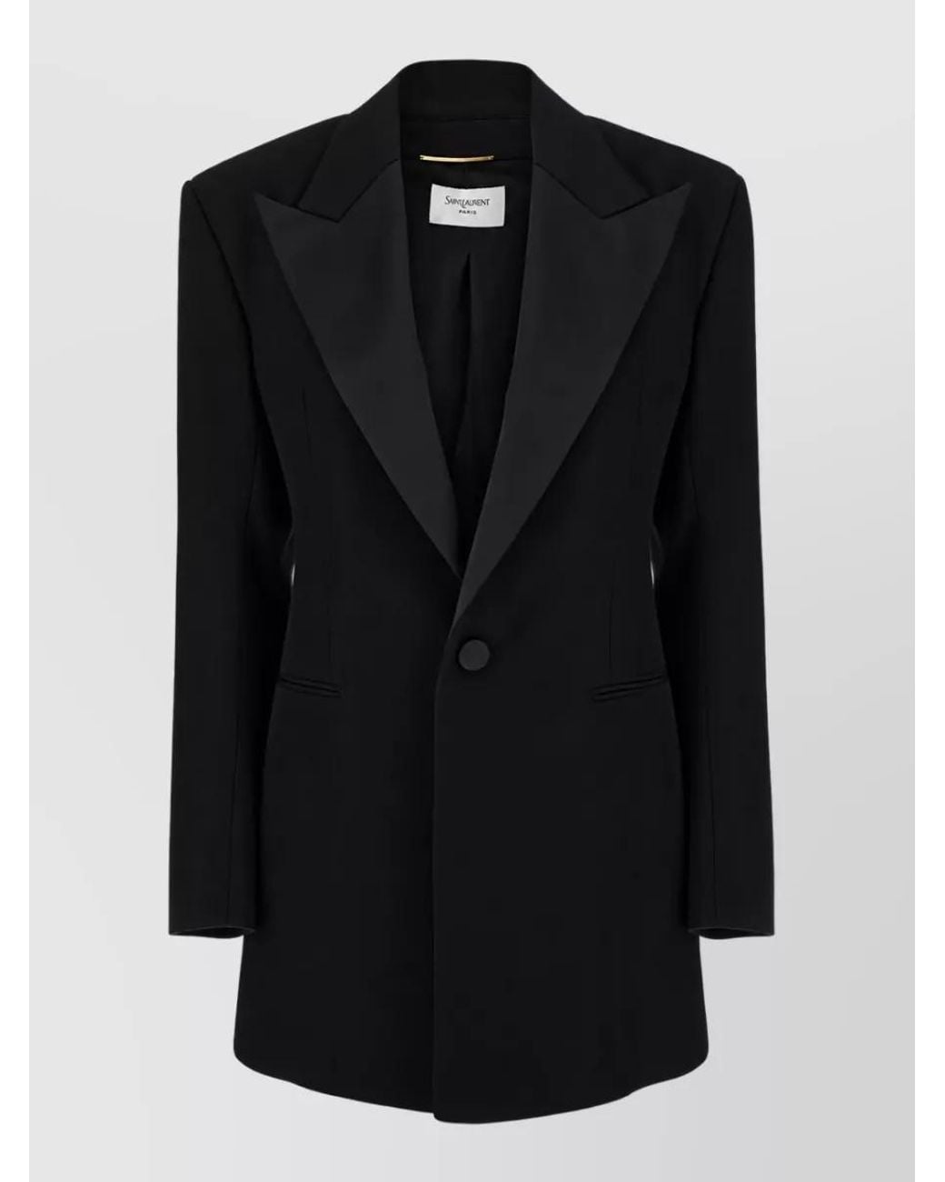 Saint Laurent Black Virgin Wool Single-Breasted Tuxedo Blazer