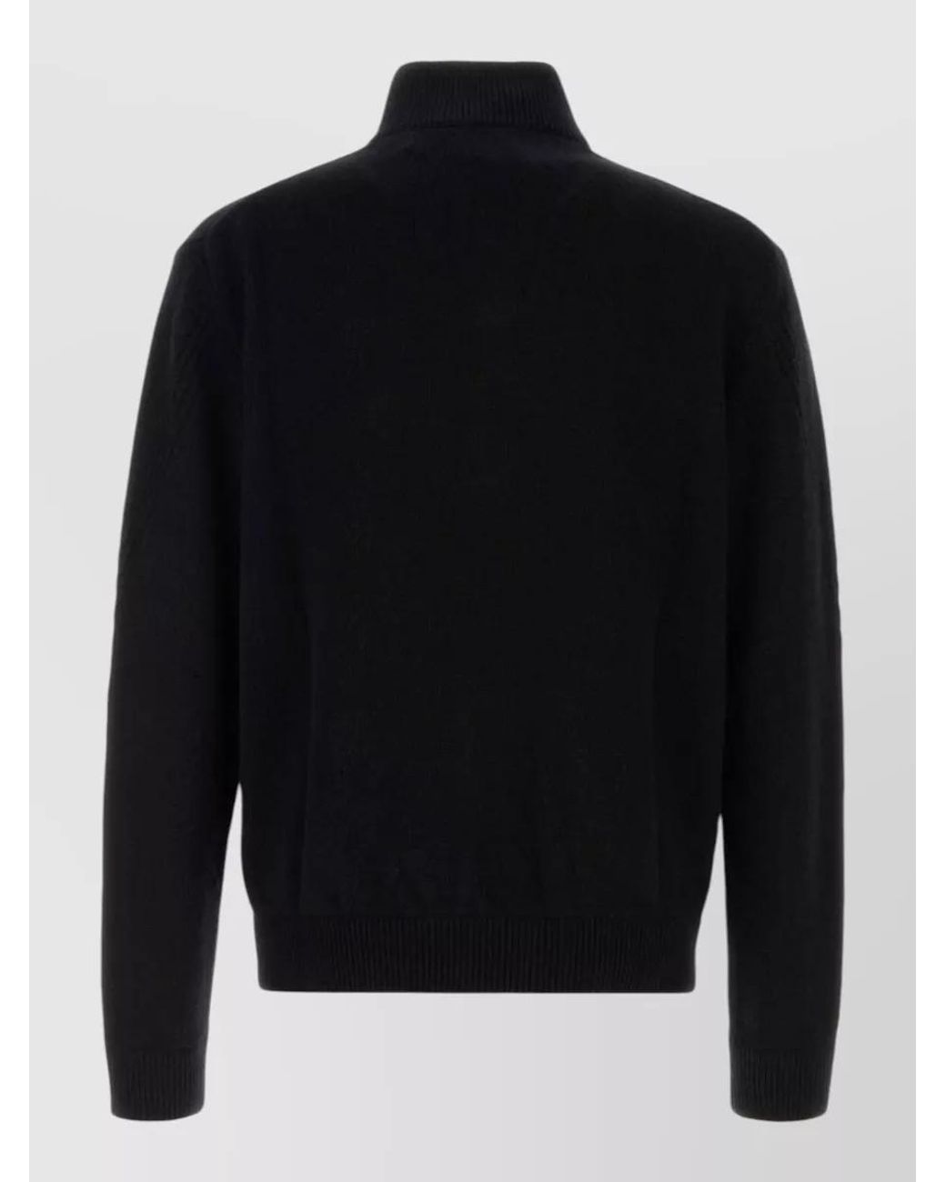 Givenchy Black Cashmere Wool High Collar Zip Ribbed Cardigan for men
