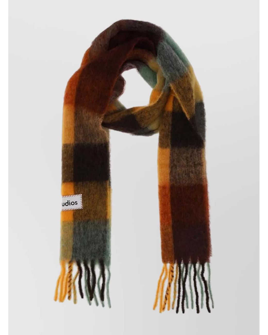 Acne Brown Checked Mohair-Blend Scarf for men