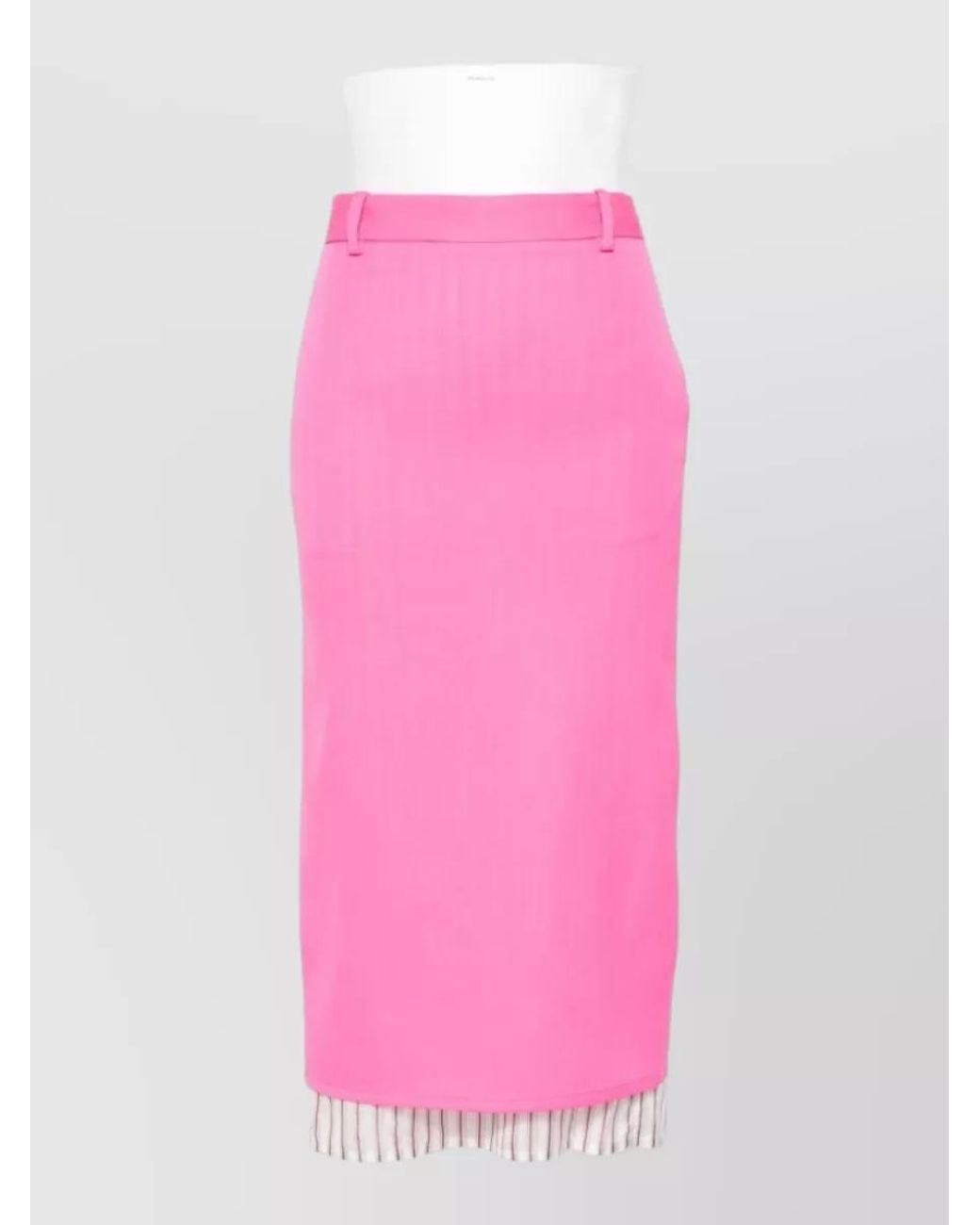 The Attico Pink Wool Low-Rise Midi Skirt