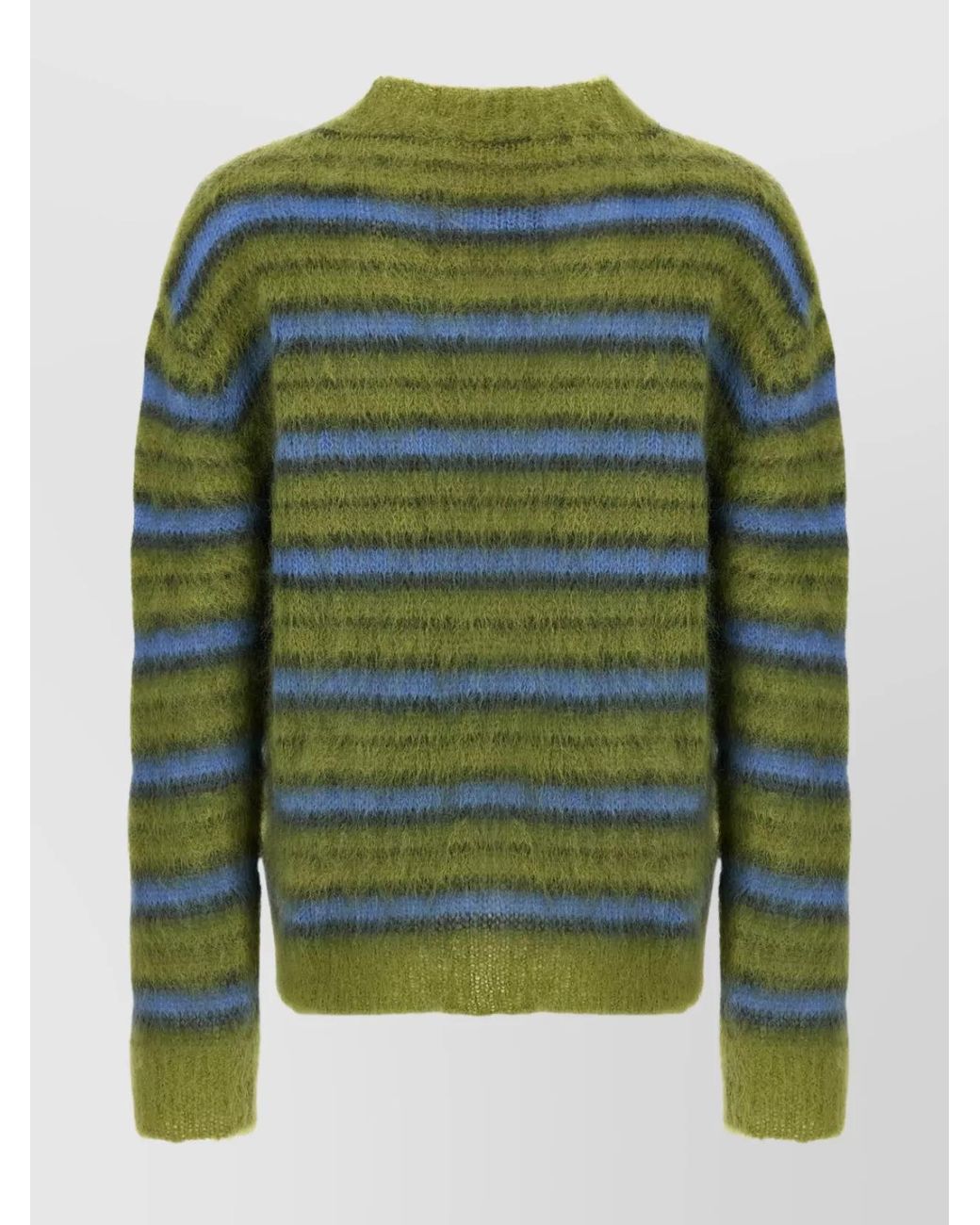 Marni Green Striped Mohair Crewneck Sweater for men