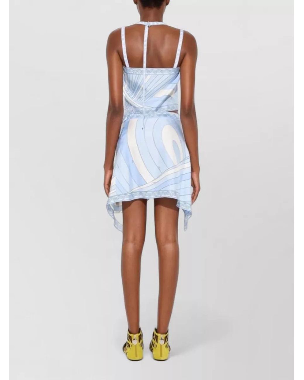 Emilio Pucci Blue Silk Printed Asymmetric Mini Skirt