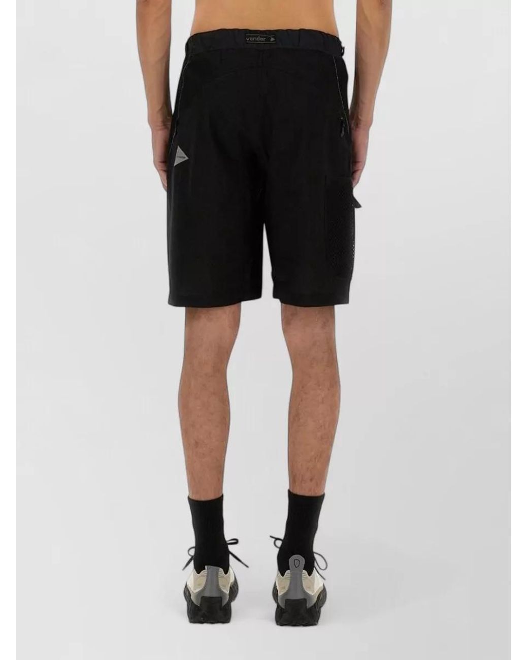 And Wander Black Nylon Cargo Shorts for men