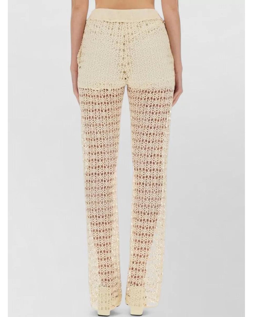 Alysi Natural Macramé Wide-Leg Trousers