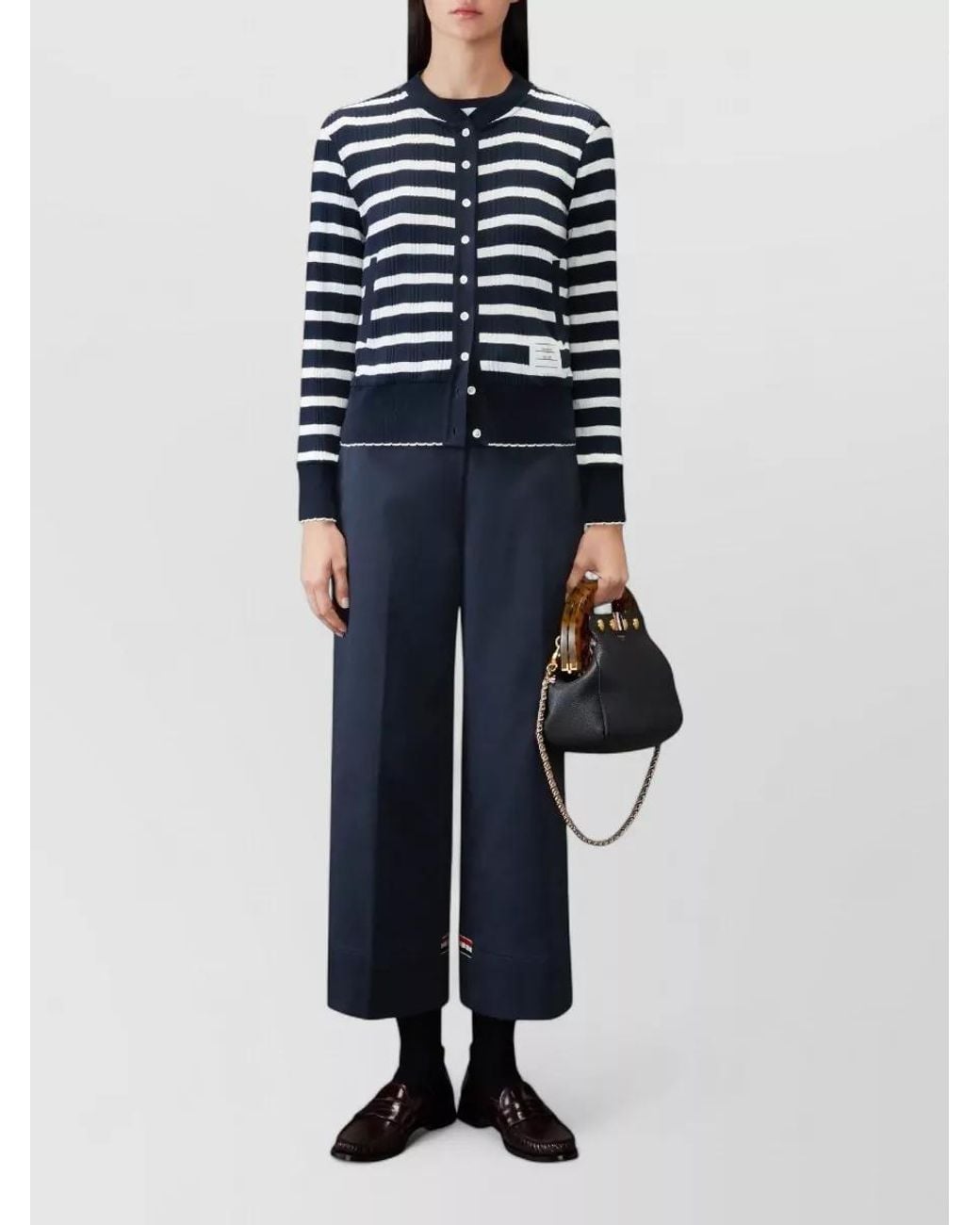 Thom Browne Blue Cotton Wide-Leg Trousers