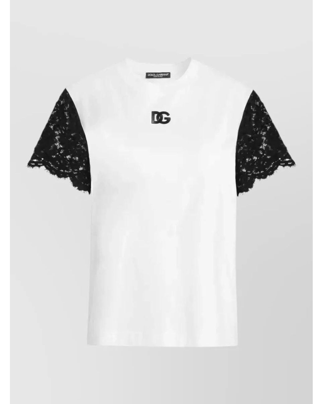 Dolce & Gabbana Black Cotton Lace Short-Sleeve T-Shirt