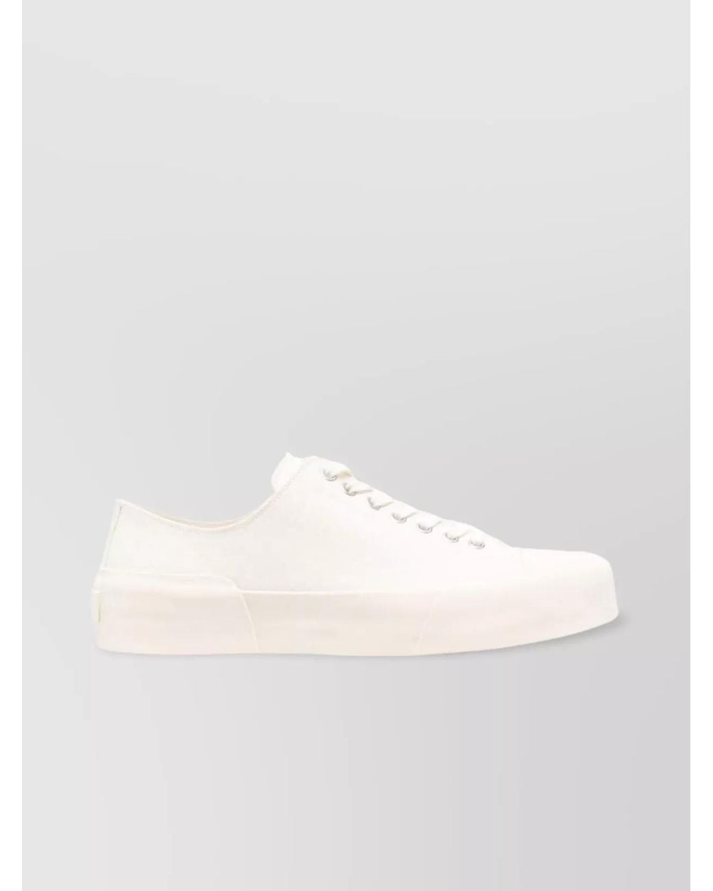 Jil Sander White Canvas Low-Top Sneakers