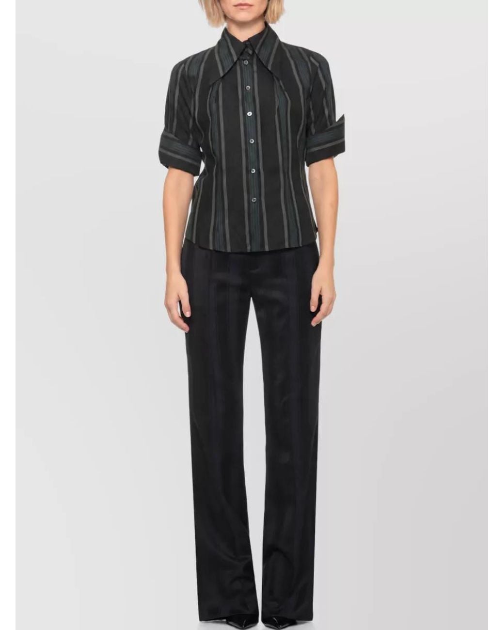 Vivienne Westwood Black Striped Embroidered Short-Sleeve Shirt