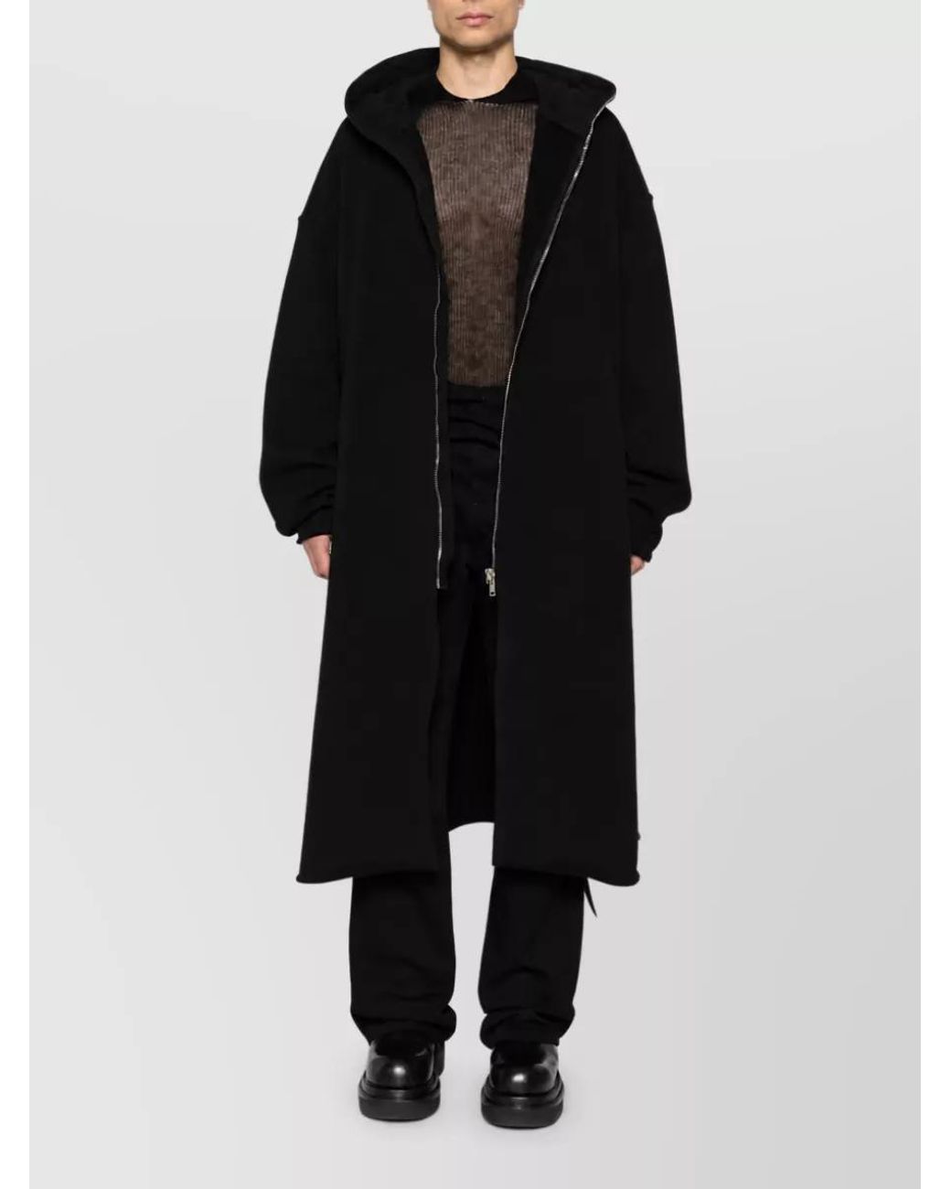Rick Owens Black Oversized Hooded Jacket for men