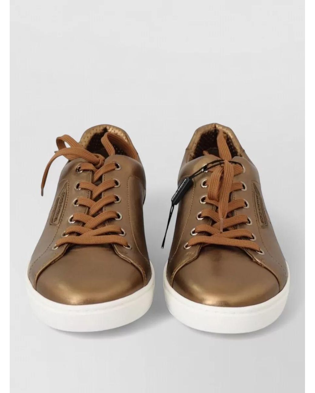 Dolce & Gabbana Brown Leather Lace-Up Sneakers for men