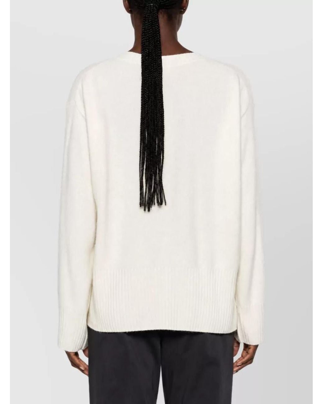 C.t. Plage Natural Wool V-Neck Long-Sleeve Jumper