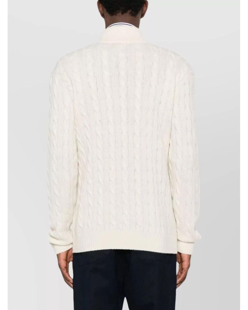 Polo Ralph Lauren Natural Cable-Knit Wool And Cashmere Half-Zip Sweater for men