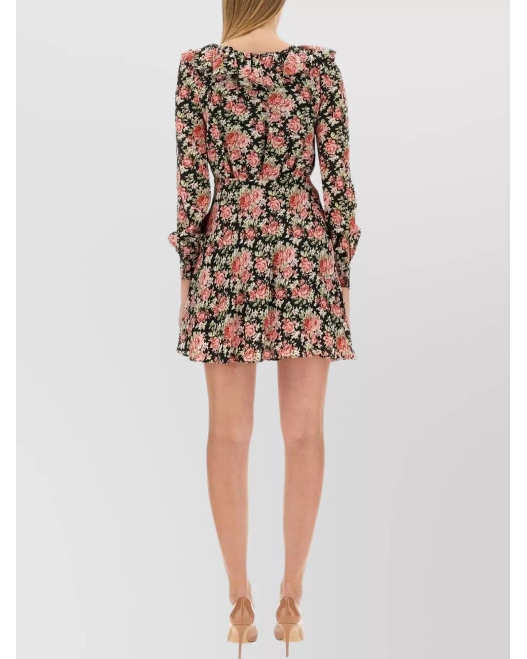 Alessandra Rich Multicolor Silk Floral-Print Mini Dress