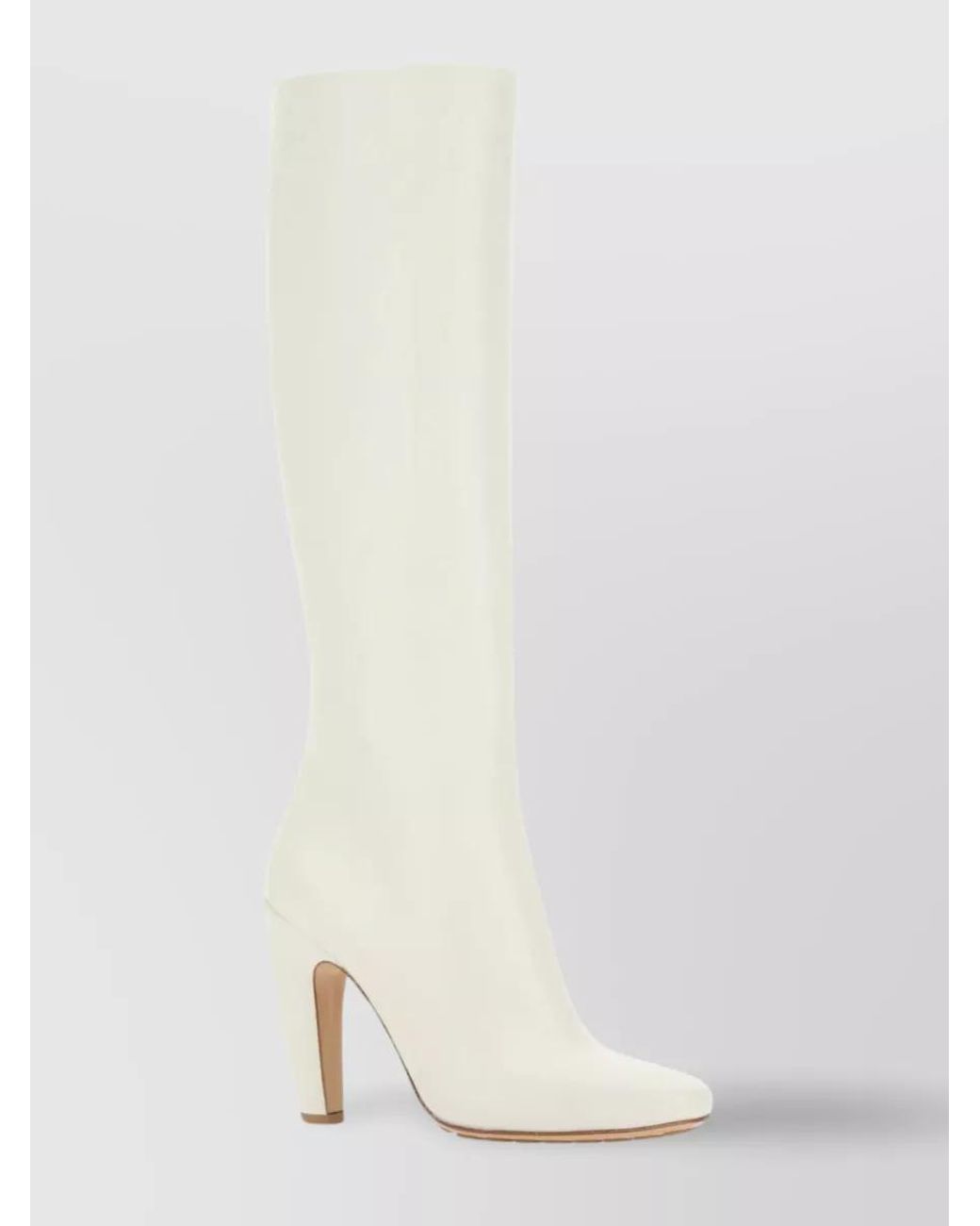 Bottega Veneta White Pointed Heel Leather Boots