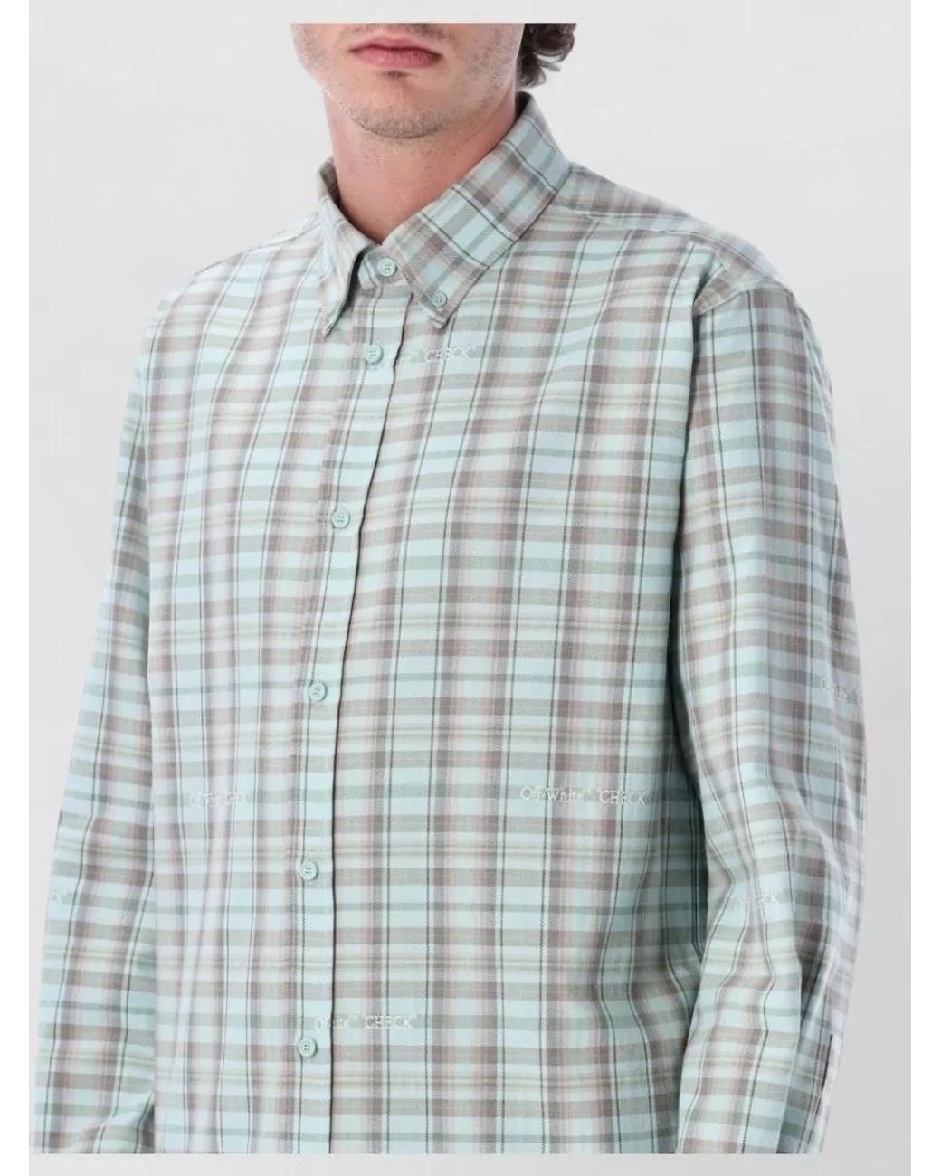 Off-White c/o Virgil Abloh Blue Checked Cotton Flannel Shirt for men