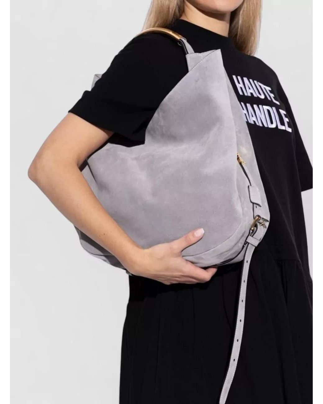 Moschino Gray Leather Tote Bag