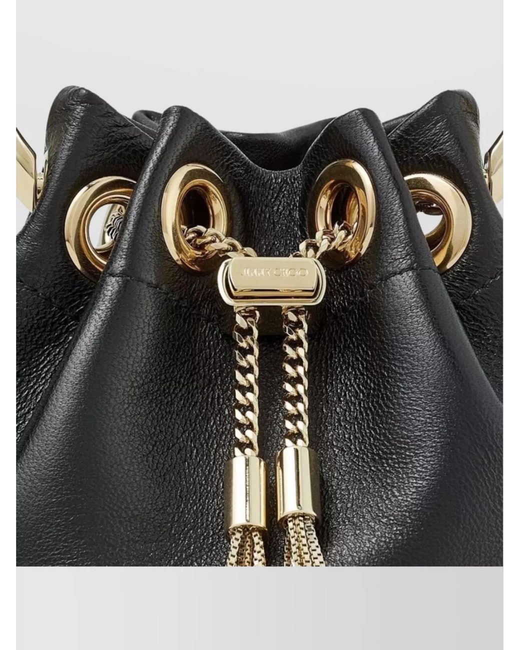 Jimmy Choo Black Bon Bon Micro Leather Bucket Bag