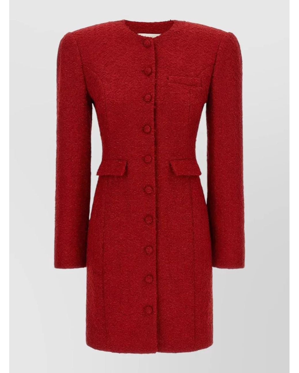 Magda Butrym Red Bouclé Mini Single Breasted Coat