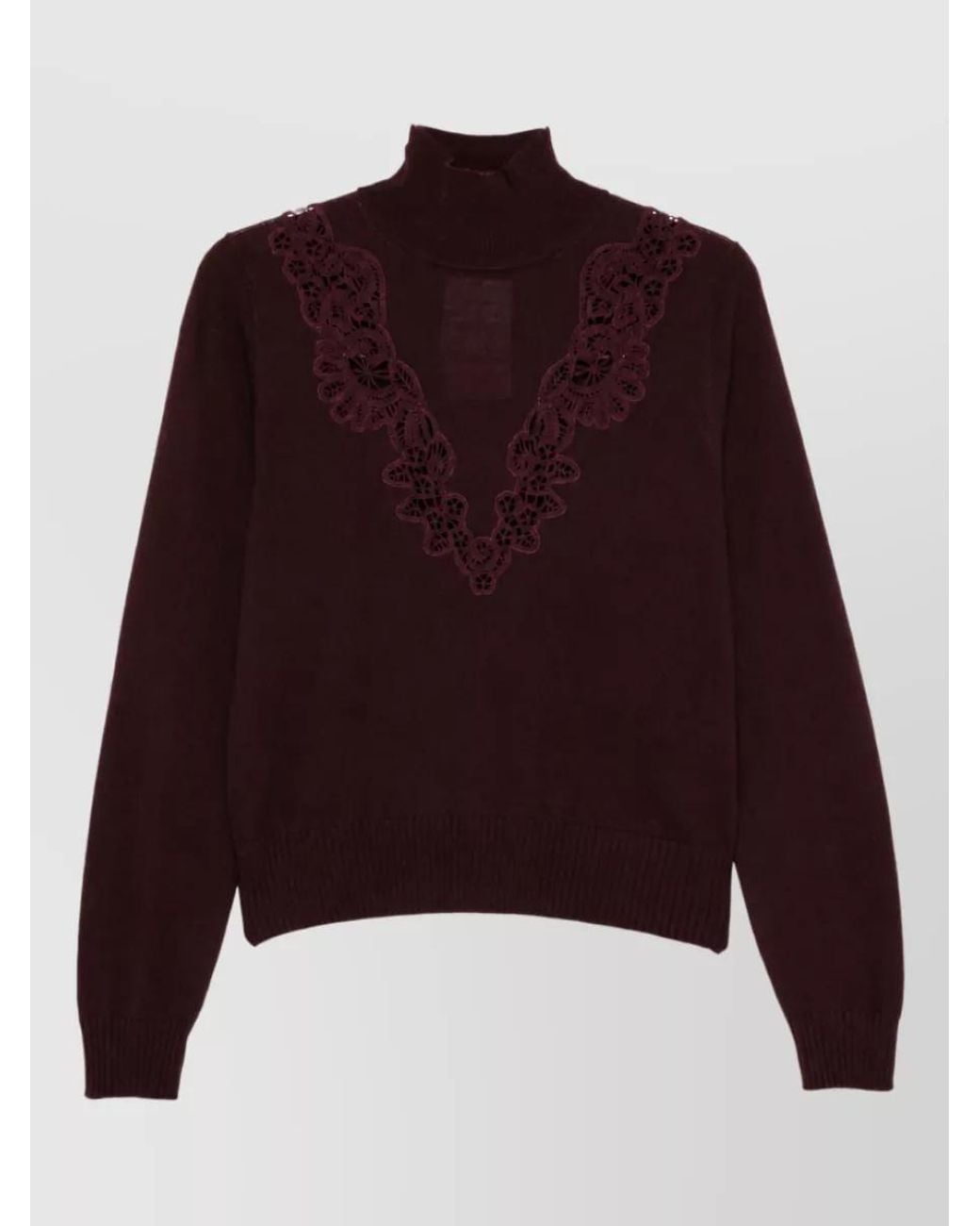 Zimmermann Purple Wool Ribbed Mock-Neck Sweater