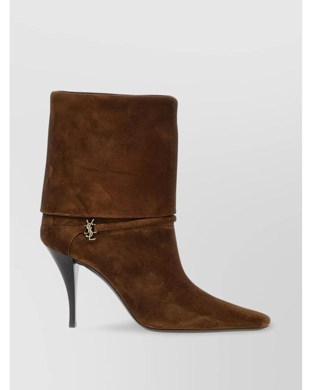 Saint Laurent Brown Suede Leather Pointed-Toe Ankle Boots