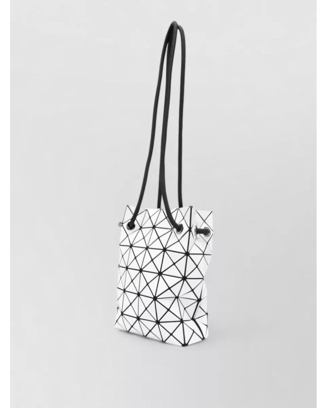 Issey Miyake White Bucket Shoulder Bag Geometric Pattern Handles