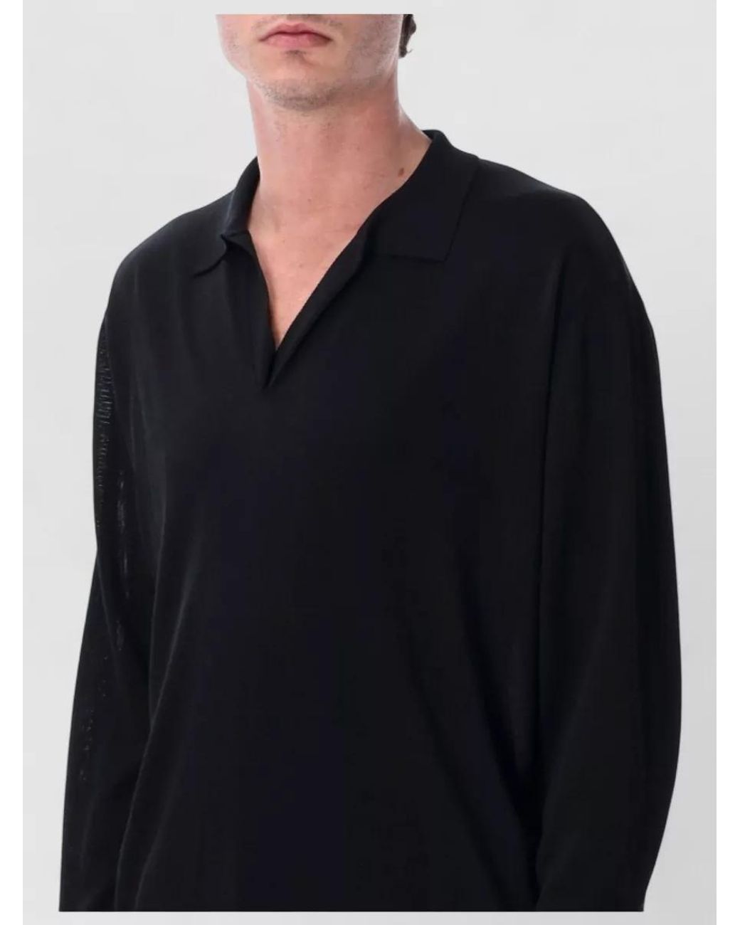Roberto Collina Blue Ribbed Long-Sleeve Polo Sweater for men