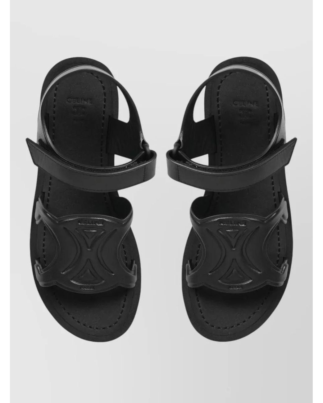 Céline Black Leather Sunny Slides