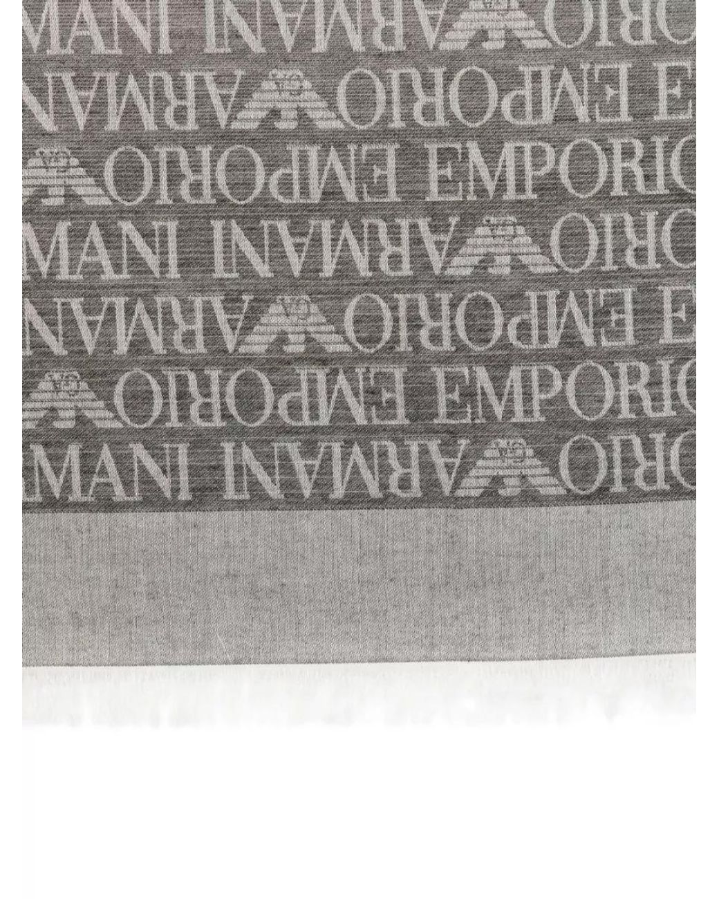 Emporio Armani Gray Logo-Print Scarf for men