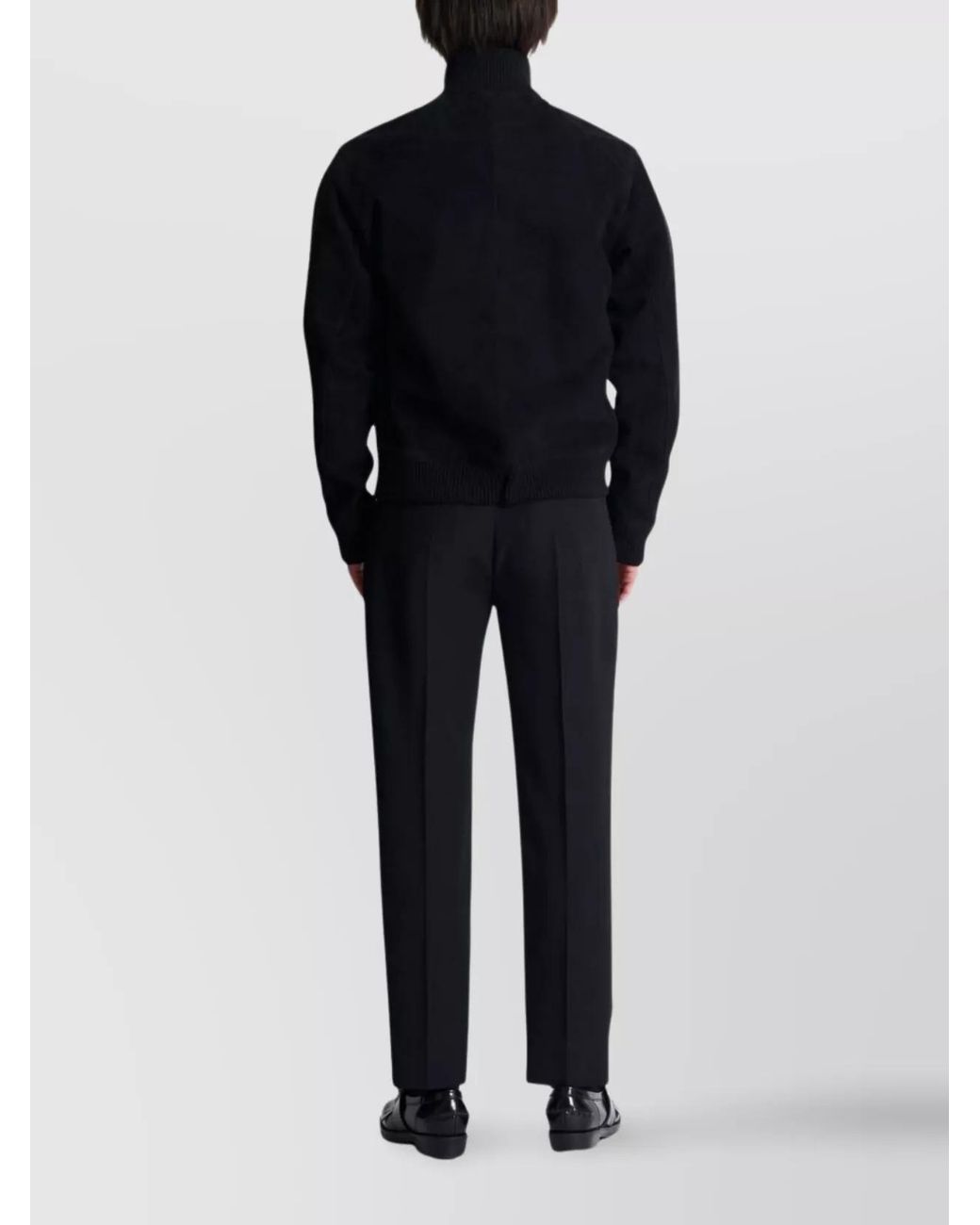 Balmain Black Suede Leather Embroidered Bomber Jacket for men
