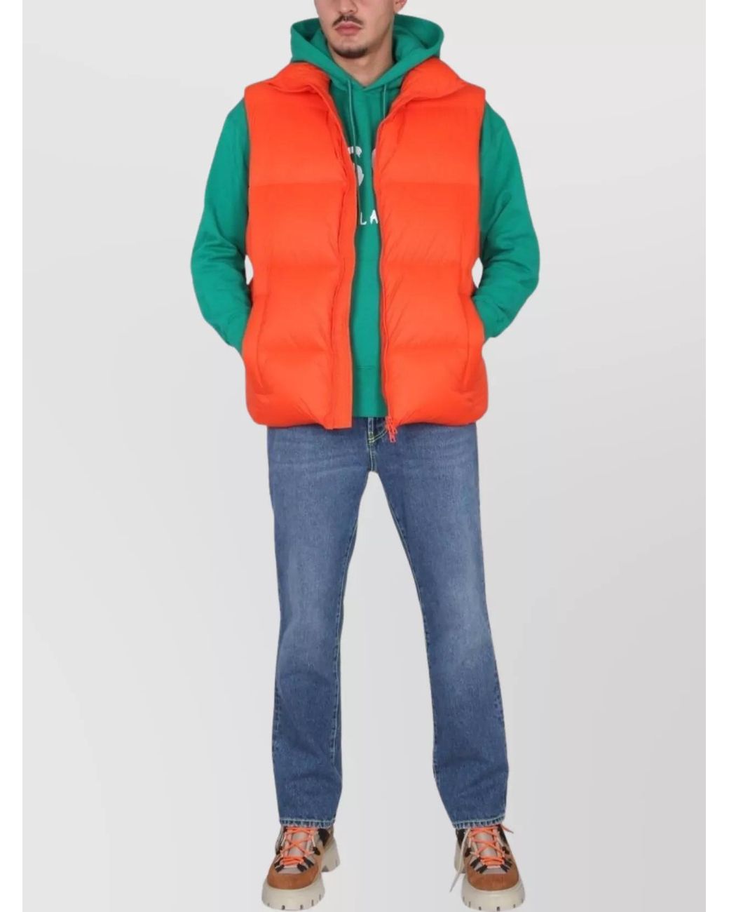 MSGM Orange High Neck Cotton Vest for men